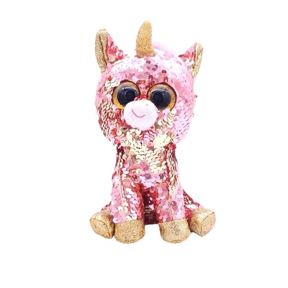 Ty Flippables Plush Unicorn “Sunset” Pink With Reversible‎ Sequin NEW Tagged - Picture 1 of 8